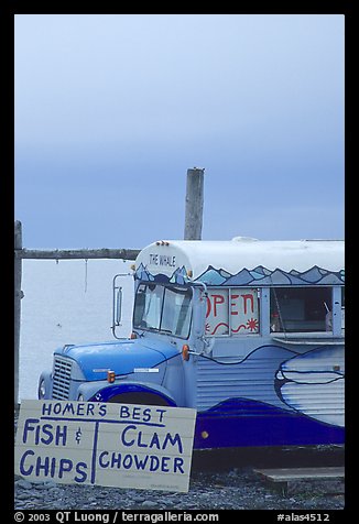 Seafood bus. Homer, Alaska, USA (color)