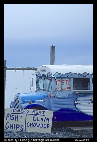 Seafood bus. Homer, Alaska, USA