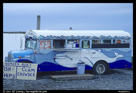 Fast food bus, local style. Homer, Alaska, USA (color)