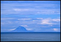 Mt Augustine, a volcano seen across the Cook Inlet. Ninilchik, Alaska, USA (color)