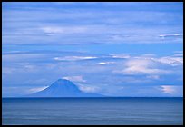 Mt Augustine, a volcano seen across the Cook Inlet. Ninilchik, Alaska, USA