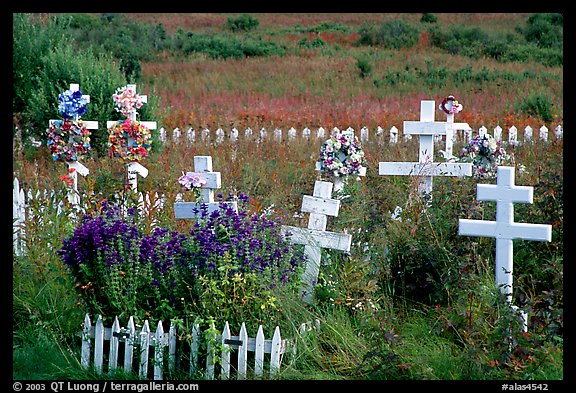 Russian orthodox cemetery. Ninilchik, Alaska, USA