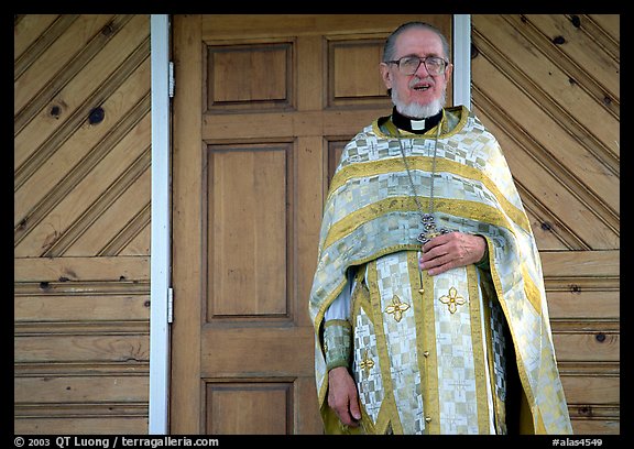 Orthodox priest. Ninilchik, Alaska, USA (color)