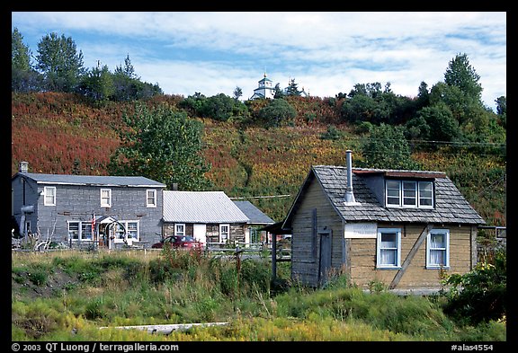 Old wooden houses in  village. Ninilchik, Alaska, USA