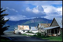 Village main street and Turnaigan Arm. Hope,  Alaska, USA (color)