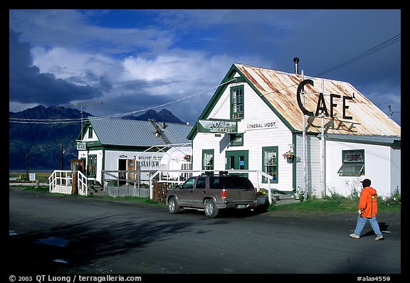 The tiny village's main street. Hope,  Alaska, USA