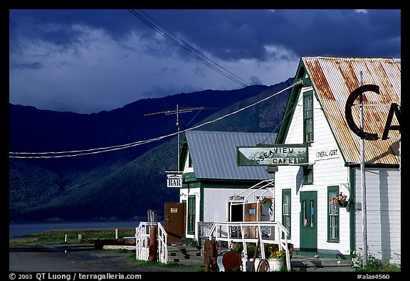Village with stormy skies. Hope,  Alaska, USA (color)