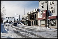 Downtown street in winter. Fairbanks, Alaska, USA