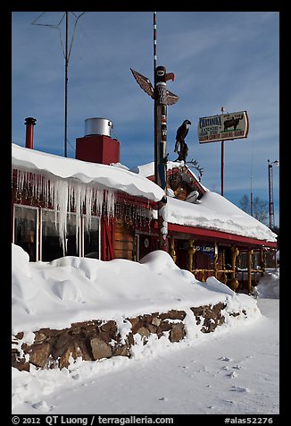 Country lodge in winter. Alaska, USA