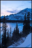 Frozen Nenana River at sunset. Alaska, USA (color)