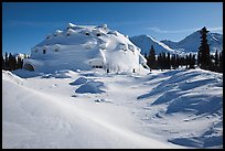 Igloo-shaped building in snowy landscape. Alaska, USA