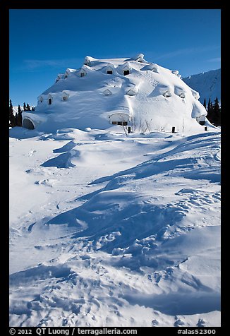 Igloo-shaped building covered with snow. Alaska, USA