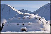 Snow-covered dome-shaped building. Alaska, USA