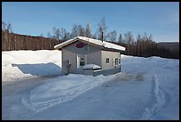 Drive-in coffee shop in isolated winter landscape. Alaska, USA ( color)