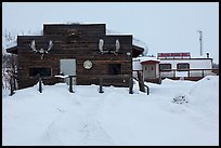 Log cabin and Slate Creek Motel, Coldfoot. Alaska, USA