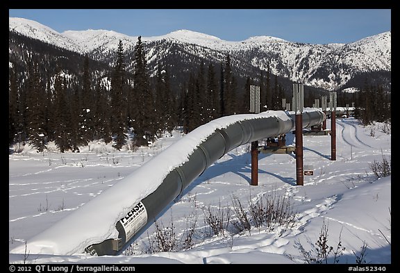 Trans Alaska Oil Pipeline in winter. Alaska, USA