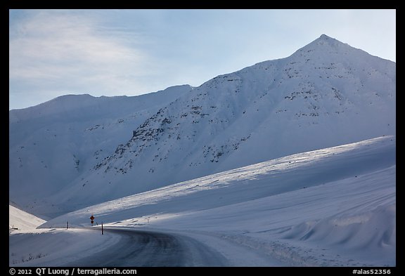 James W Dalton Highway at its highest point at Atigun Pass. Alaska, USA (color)