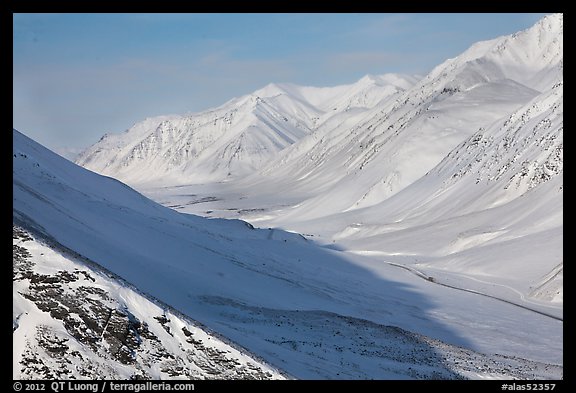 Snowy Arctic valley seen from Atigun Pass. Alaska, USA