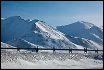 Trans Alaska Pipeline and snow-covered mountains. Alaska, USA (color)