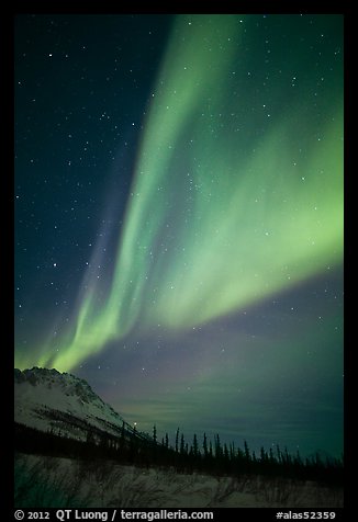 Northern Lights and starry night sky, Brooks Range. Alaska, USA (color)