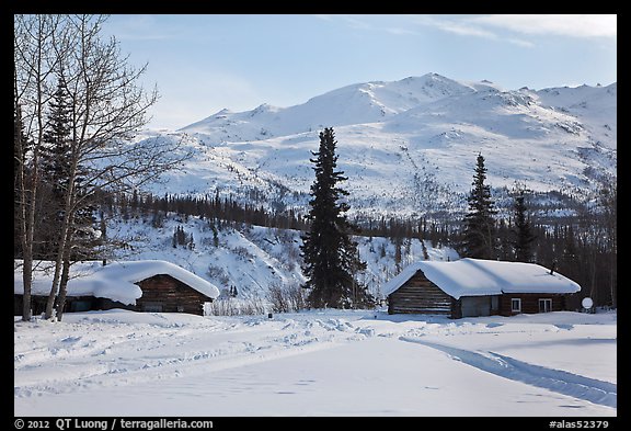 Cabins and winter landscape. Wiseman, Alaska, USA (color)