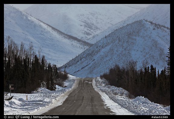 Dalton highway and mountains. Alaska, USA (color)