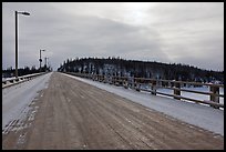 Long wooden bridge across Yukon River. Alaska, USA ( color)