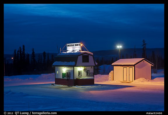 Drive-in coffee-shop night. Fairbanks, Alaska, USA (color)