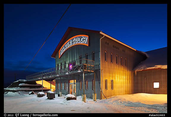 Silver Gulch brewery, winter night. Fairbanks, Alaska, USA