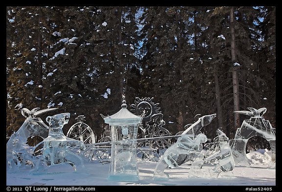 Ice scultpures, World Ice Art Championships. Fairbanks, Alaska, USA (color)