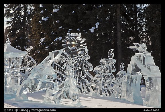 Multiblock Ice scultpures, Ice Alaska. Fairbanks, Alaska, USA