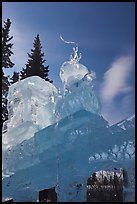 Massive locomotive ice sculpture at World Ice Art Championships. Fairbanks, Alaska, USA ( color)
