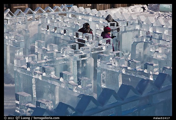 Maze made of ice, George Horner Ice Park. Fairbanks, Alaska, USA (color)