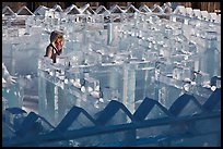 Woman in ice maze, Ice Alaska. Fairbanks, Alaska, USA (color)