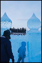 Family enters ice maze, George Horner Ice Park. Fairbanks, Alaska, USA