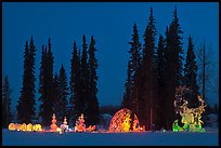 George Horner Ice Park at dusk, 2012 World Ice Art Championships. Fairbanks, Alaska, USA