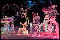 Ice sculptures at night, 2012 Ice Alaska. Fairbanks, Alaska, USA