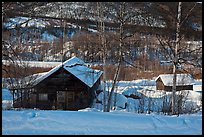Mining camp in winter, Chatanika. Alaska, USA ( color)