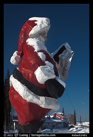 Santa Claus statue and house. North Pole, Alaska, USA (color)