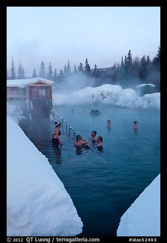 Natural hot springs in winter. Chena Hot Springs, Alaska, USA