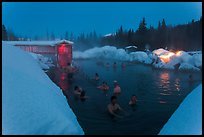 Hot springs at night in winter. Chena Hot Springs, Alaska, USA (color)