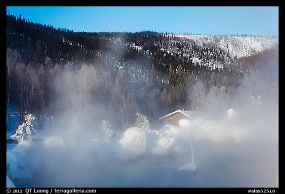 Pool, steam, and resort in winter. Chena Hot Springs, Alaska, USA (color)