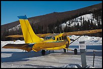 Plane on frozen runway in winter. Chena Hot Springs, Alaska, USA (color)