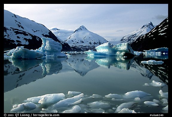 Portage Lake with icebergs. Alaska, USA (color)