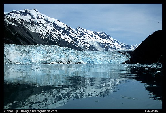 Barry glacier and mountains reflected in the Fjord. Prince William Sound, Alaska, USA (color)