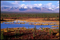 Kettle Lakes, tundra, and mountains. Alaska, USA (color)