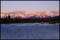 Lake with water ripples and mountains at sunset. Alaska, USA ( color)