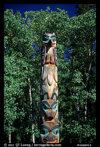 Totem pole, University of Alaska. Fairbanks, Alaska, USA