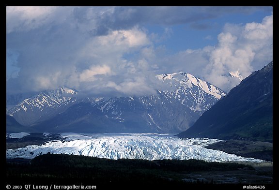 Matanuska Glacier, mountains, and clouds. Alaska, USA (color)