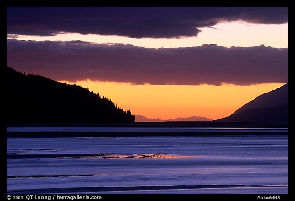 Fjord at sunset, Turnagain Arm. Alaska, USA (color)